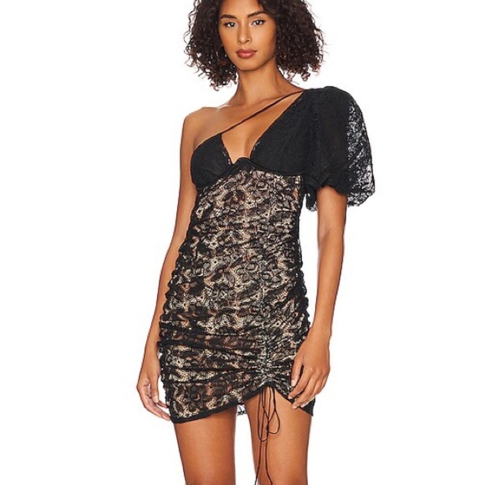 For Love & Lemons Halle Black Lace Dress